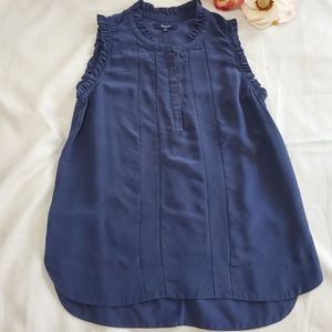 Madewell Navy Blue 100% Silk Sleeveless Blouse top